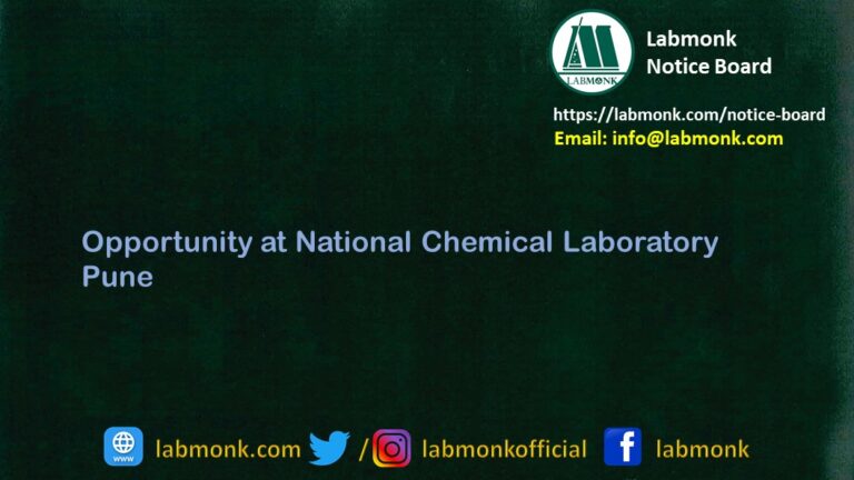 Opportunity at National Chemical Laboratory Pune