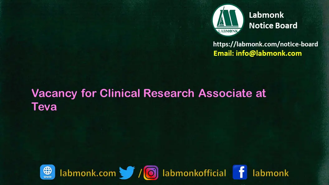 Vacancy for Clinical Research Associate at Teva