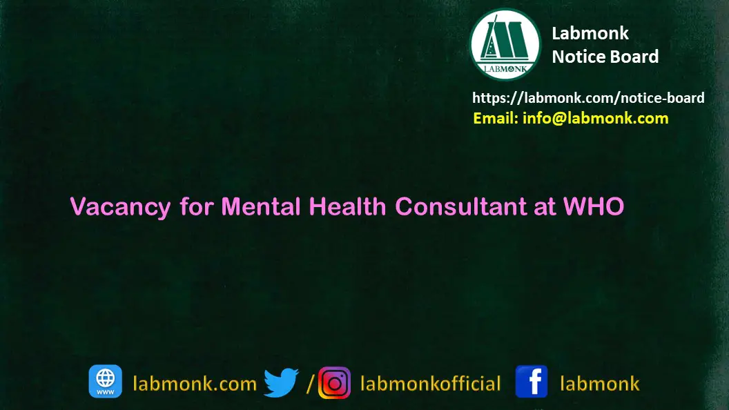 Vacancy for Mental Health Consultant at WHO