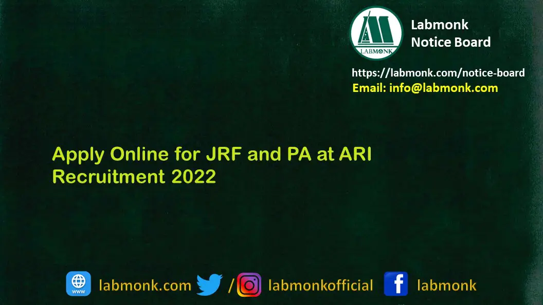 ARI Recruitment 2022 Apply Online for JRF and PA
