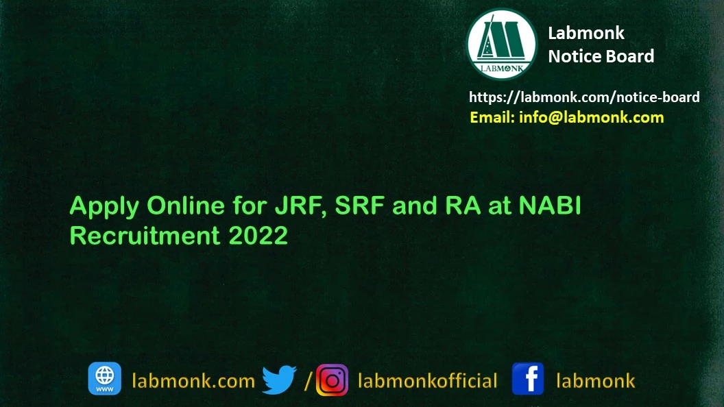 NABI Recruitment 2022 Apply Online for JRF, SRF and RA