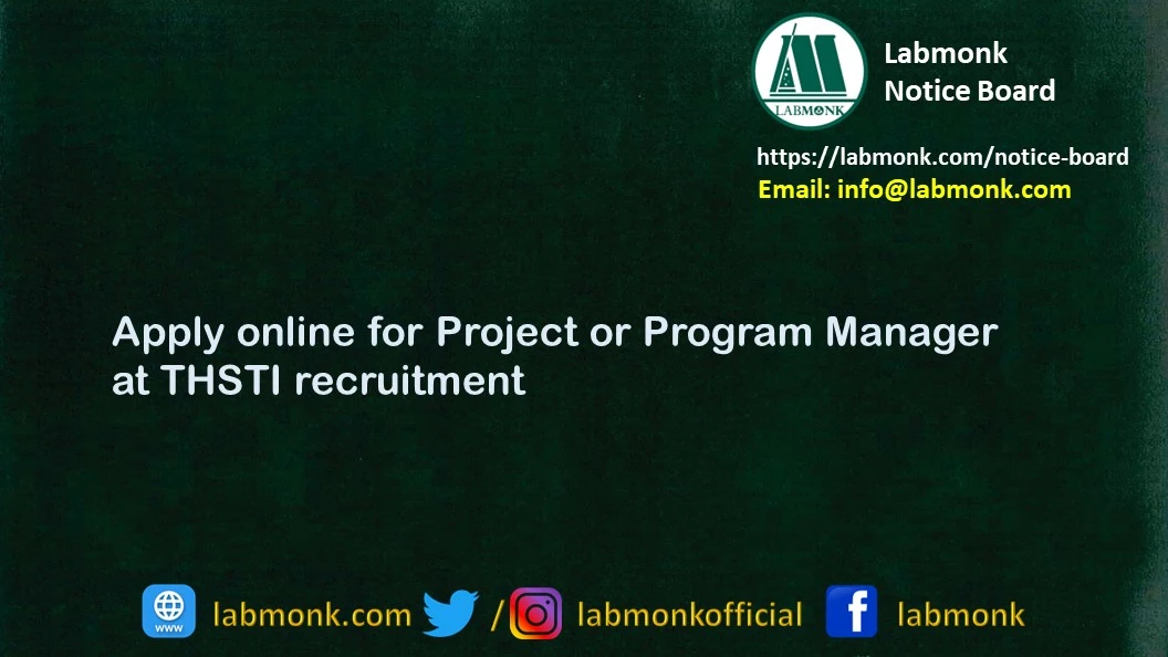 THSTI recruitment apply online for Project or Program Manager