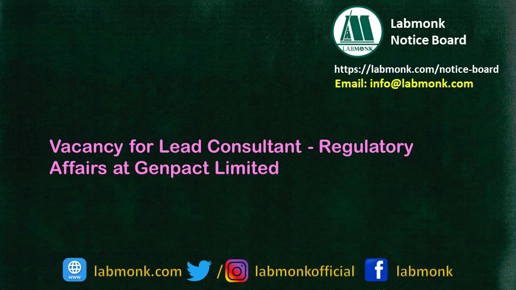 Lead Consultant Regulatory Affairs at Genpact Limited 2022