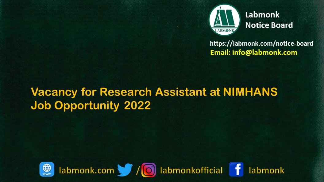 Job Opportunity 2022 for RA at NIMHANS