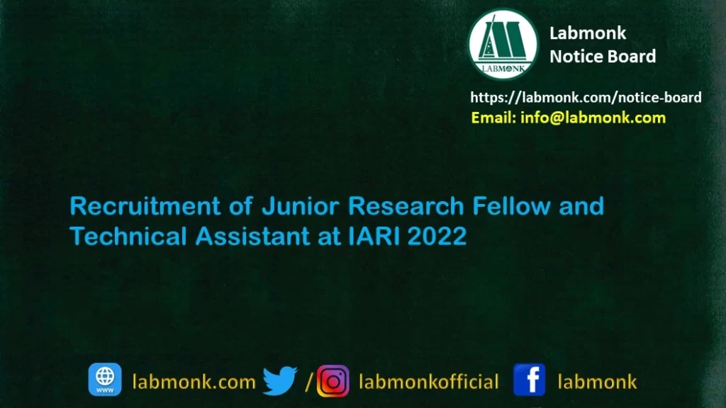 Recruitment of JRF and TA at IARI 2022