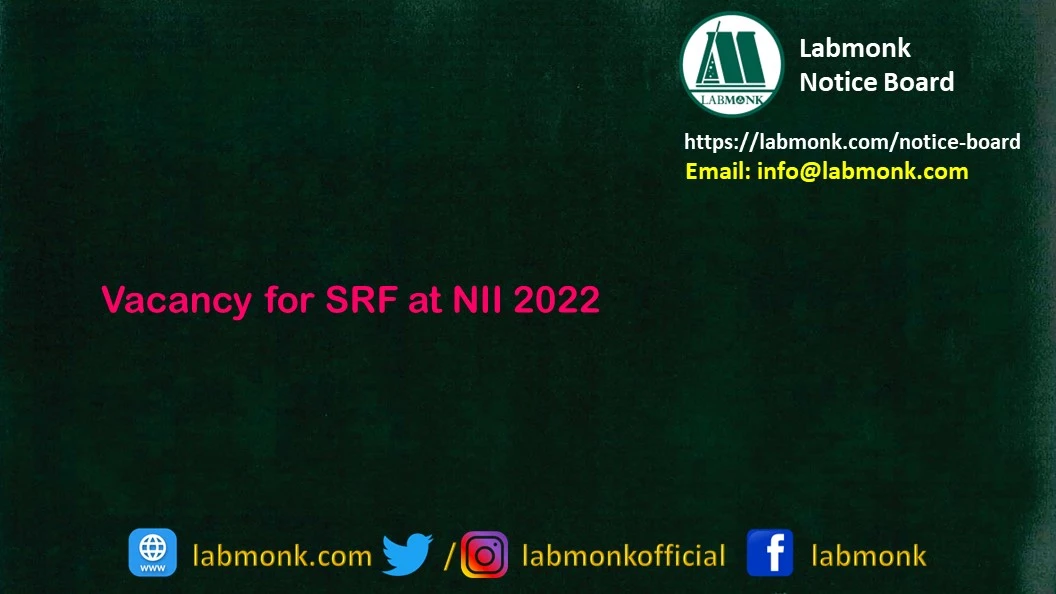 Vacancy for SRF at NII 2022 Apply Online