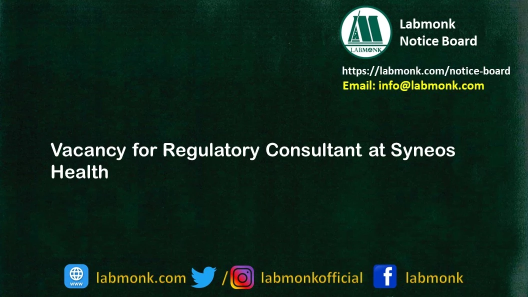 Vacancy for Regulatory Consultant at Syneos Health 2022