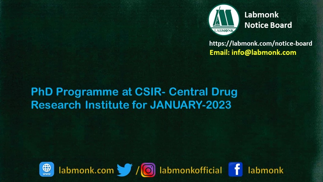PhD Programme At CSIR Central Drug Research Institute For JANUARY 2023.webp