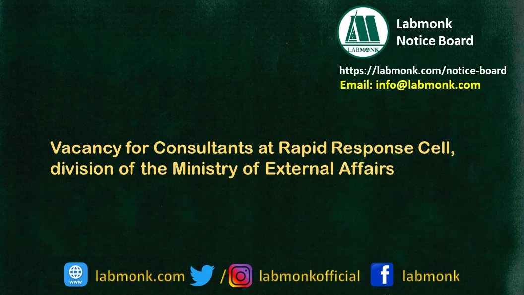 Vacancy for Consultants at Rapid Response Cell, division of the Ministry of External Affairs 2022