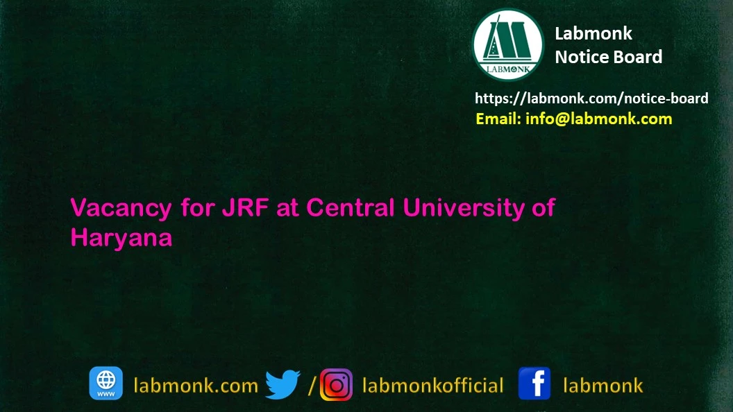 Vacancy for JRF at Central University of Haryana
