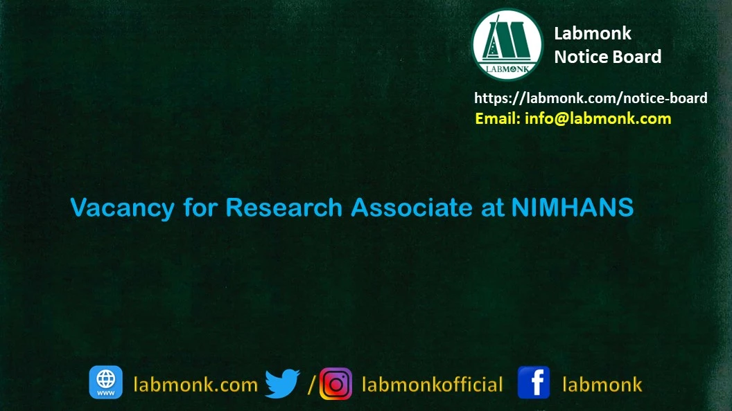 Vacancy for Research Associate at NIMHANS