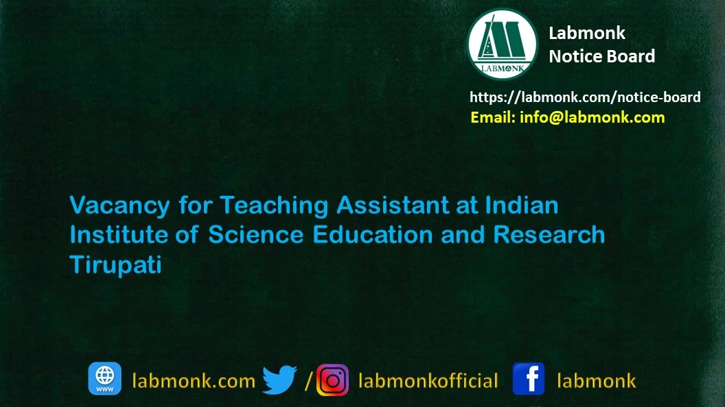Vacancy for Teaching Assistant at IISER Tirupati 2023