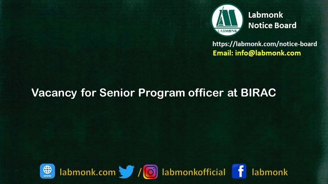 Vacancy for Senior Program officer at BIRAC