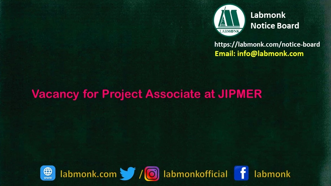 Vacancy for Project Associate at JIPMER