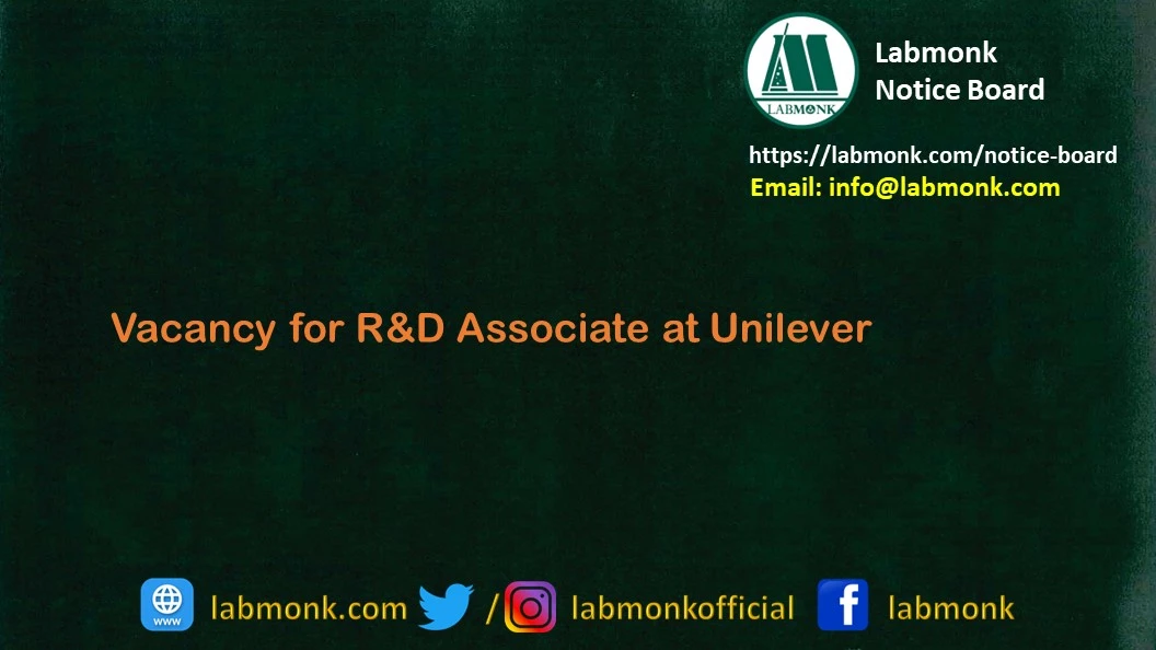 Vacancy for R&D Associate at Unilever