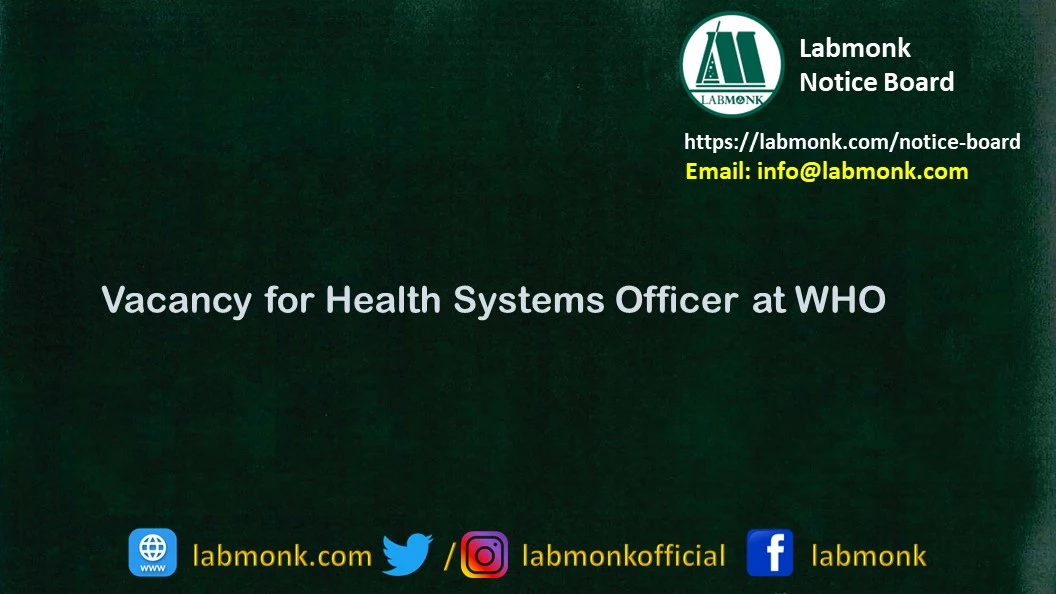 Vacancy for Health Systems Officer at WHO