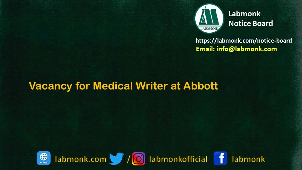 Vacancy for Medical Writer at Abbott