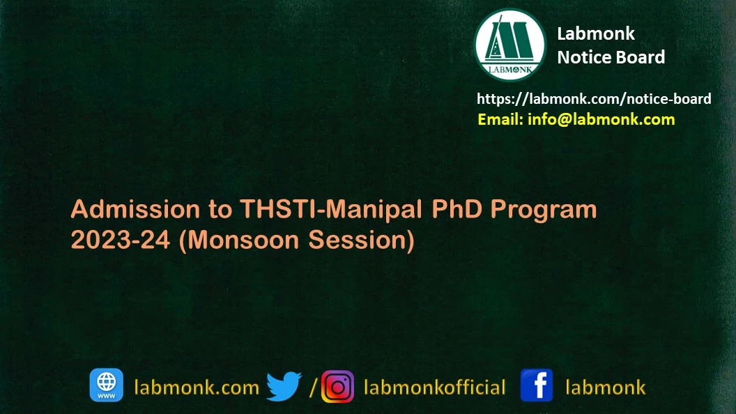 Admission to THSTI-Manipal PhD Program 2023-24 (Monsoon Session)