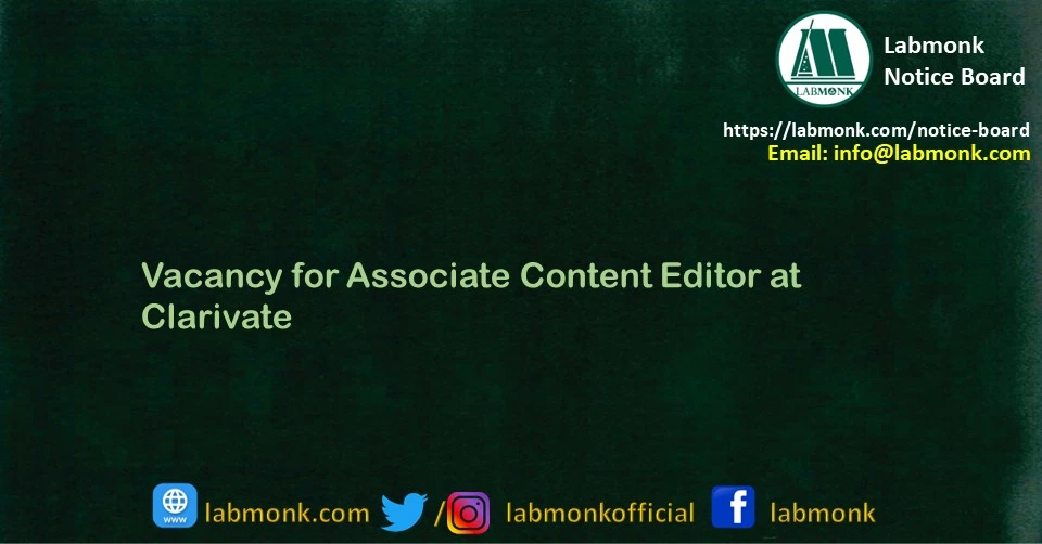 Vacancy for Associate Content Editor at Clarivate