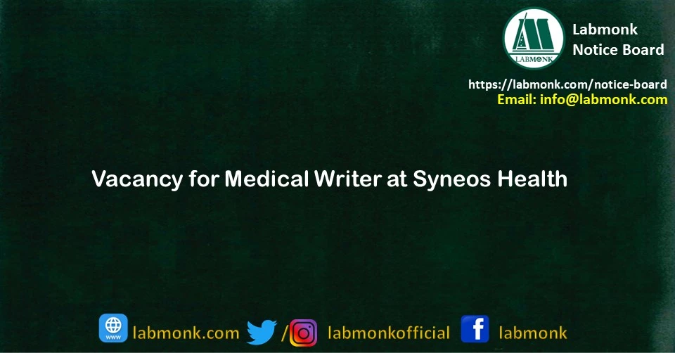 Vacancy for Medical Writer at Syneos Health 2024 Notice Board