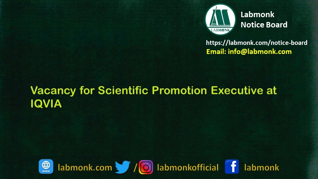 Vacancy for Scientific Promotion Executive at IQVIA