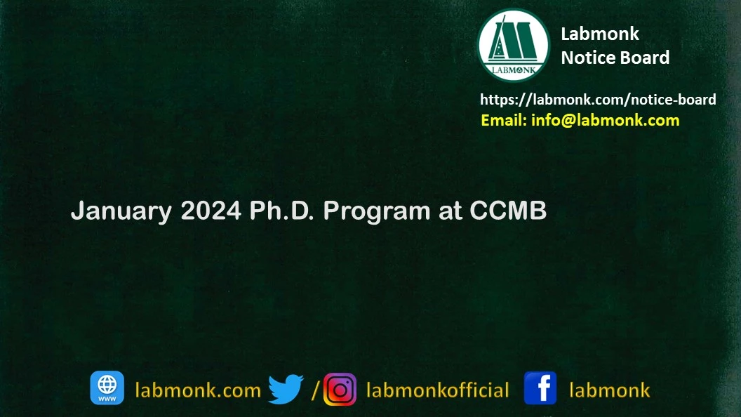 January 2024 PhD. Program at CCMB
