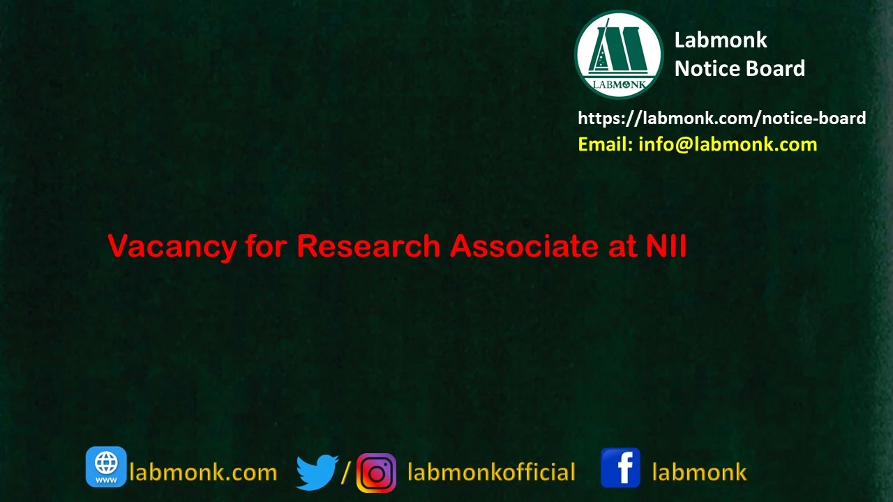 Vacancy for Research Associate at NII 2023