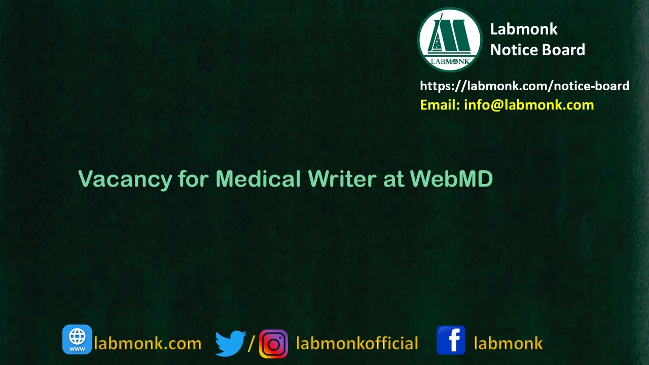 Vacancy for Medical Writer at WebMD