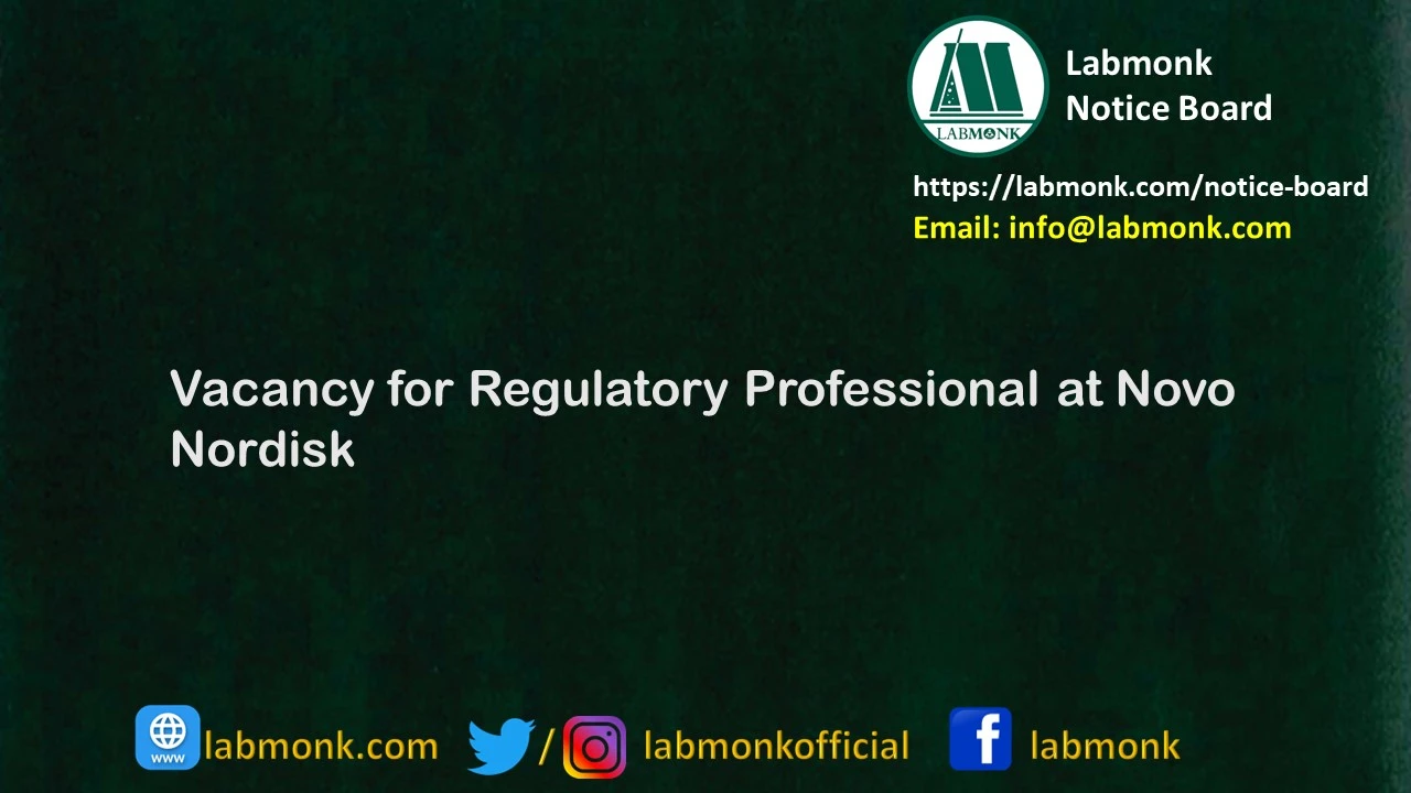 Vacancy for Regulatory Professional at Novo Nordisk 2023
