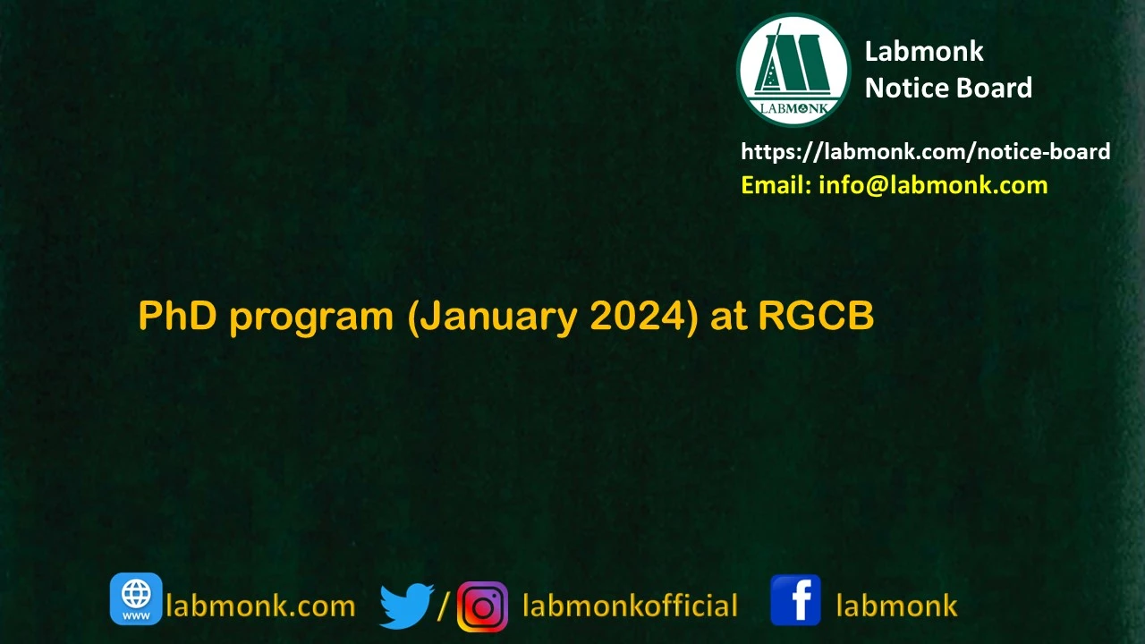 PhD program (January 2024) at RGCB