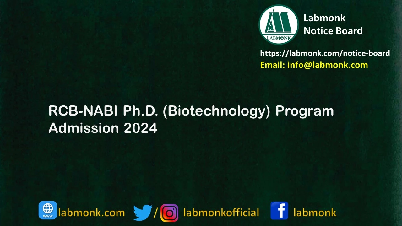 RCB-NABI Ph.D. (Biotechnology) Program Admission 2024