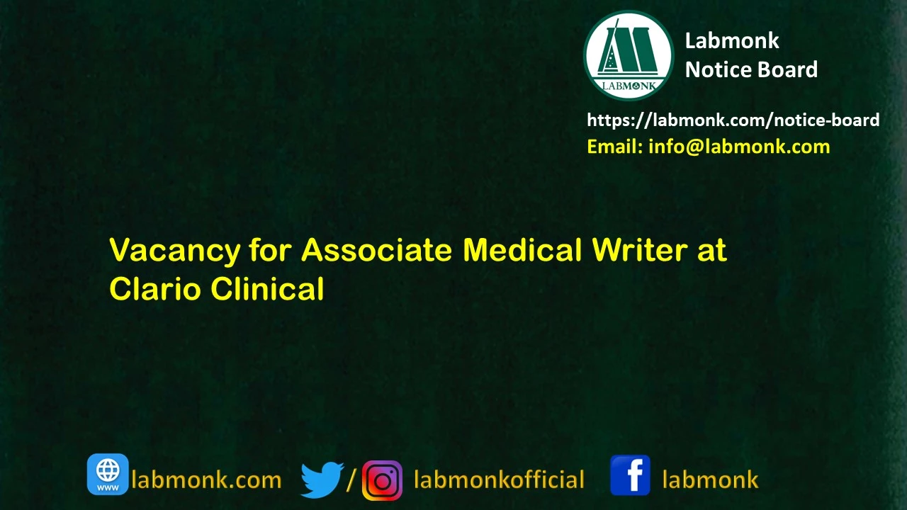 Vacancy for Associate Medical Writer at Clario Clinical